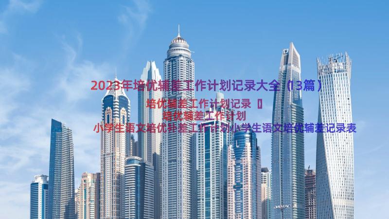 2023年培优辅差工作计划记录大全（13篇）