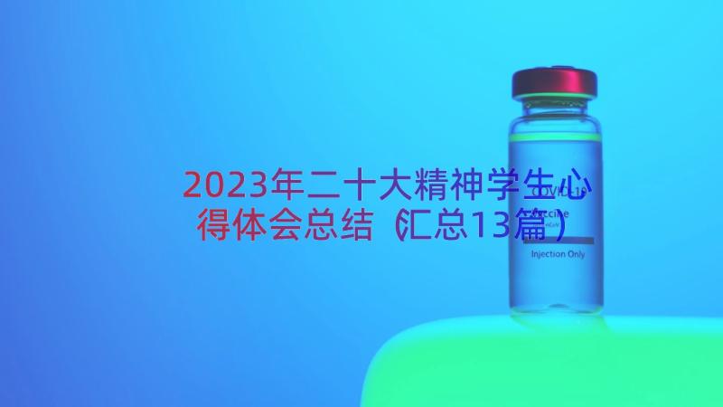 2023年二十大精神学生心得体会总结（汇总13篇）