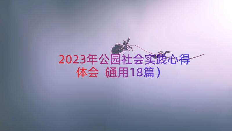 2023年公园社会实践心得体会（通用18篇）