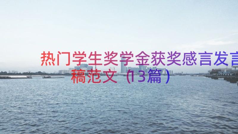 热门学生奖学金获奖感言发言稿范文（13篇）