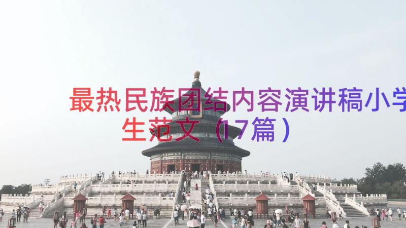 最热民族团结内容演讲稿小学生范文（17篇）