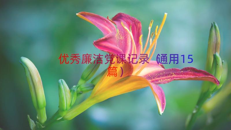 优秀廉洁党课记录（通用15篇）