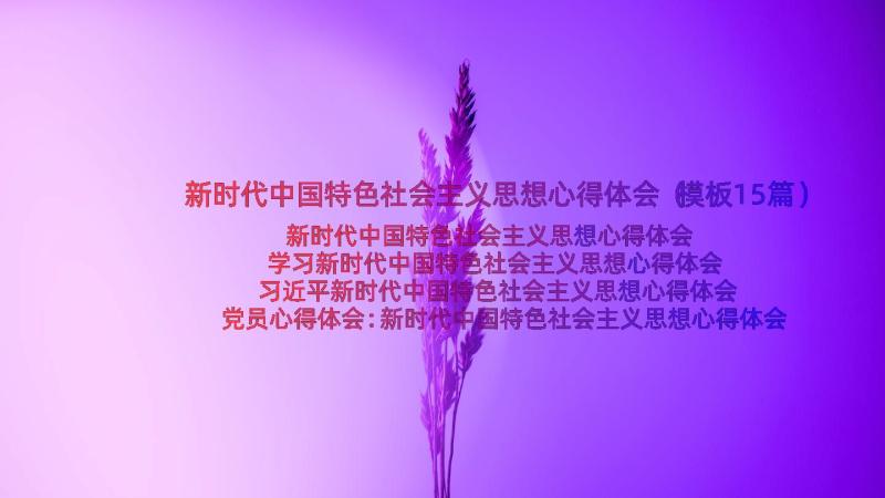 新时代中国特色社会主义思想心得体会（模板15篇）
