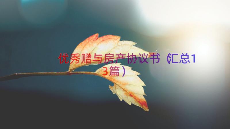 优秀赠与房产协议书（汇总13篇）