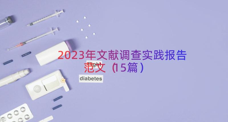 2023年文献调查实践报告范文（15篇）