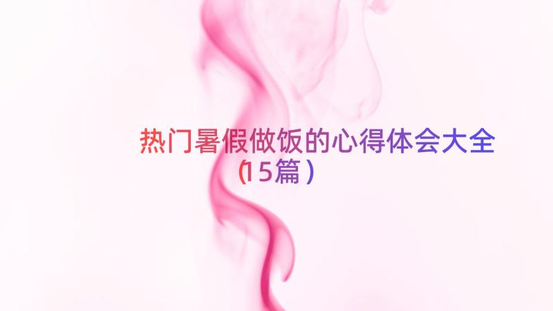 热门暑假做饭的心得体会大全（15篇）