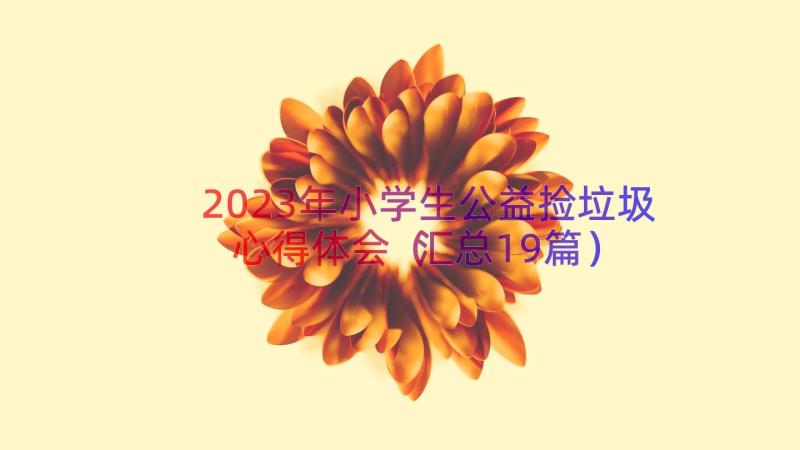 2023年小学生公益捡垃圾心得体会（汇总19篇）