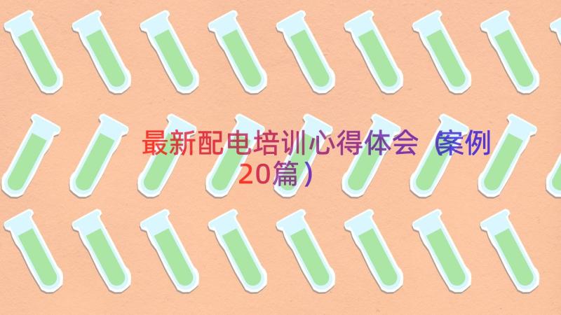 最新配电培训心得体会（案例20篇）