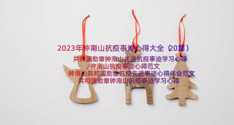 2023年钟南山抗疫事迹心得大全（20篇）