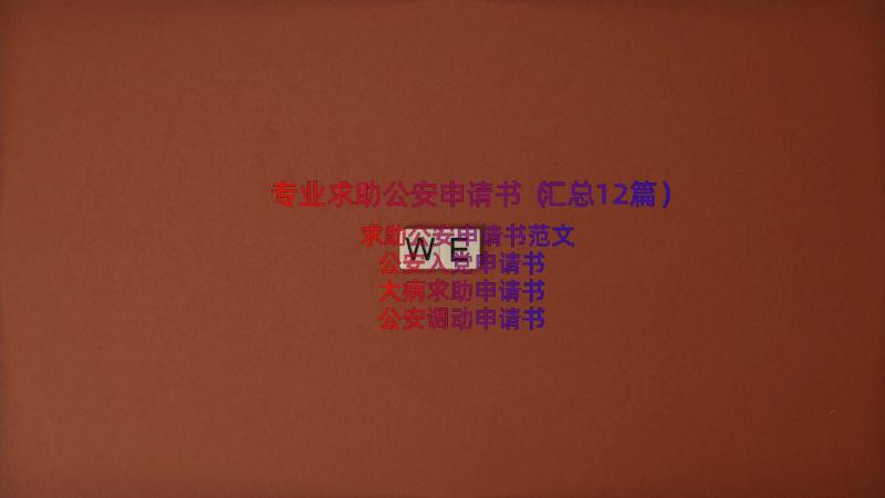 专业求助公安申请书（汇总12篇）