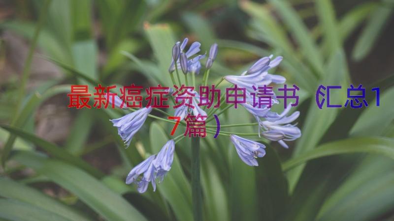 最新癌症资助申请书（汇总17篇）