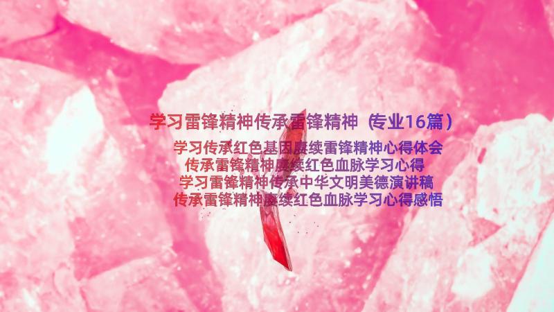 学习雷锋精神传承雷锋精神（专业16篇）