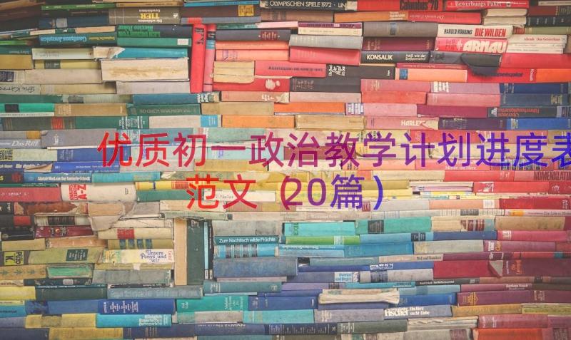 优质初一政治教学计划进度表范文（20篇）