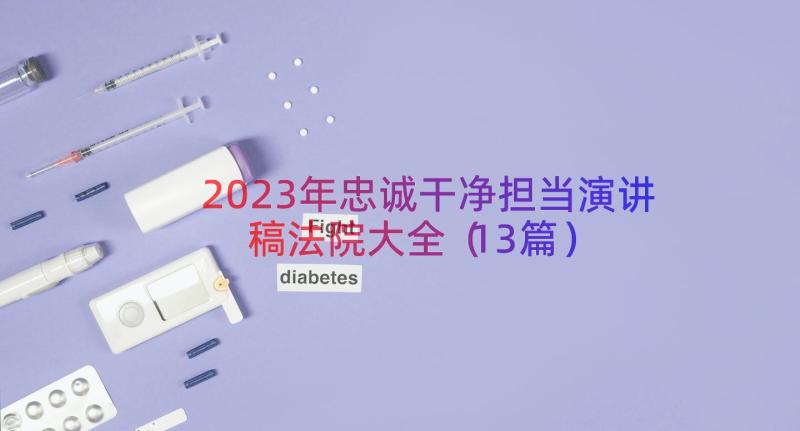 2023年忠诚干净担当演讲稿法院大全（13篇）