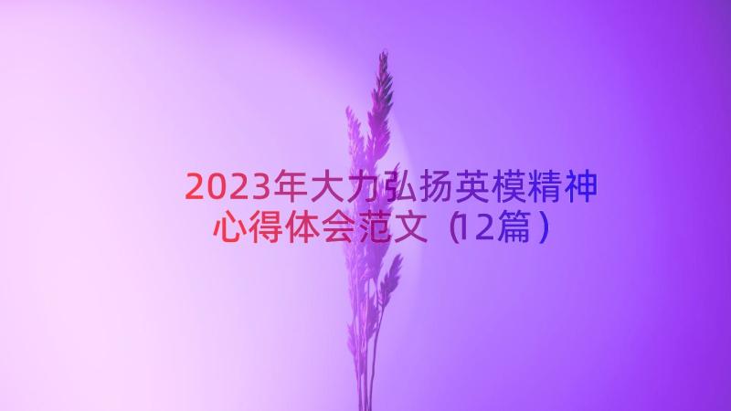 2023年大力弘扬英模精神心得体会范文（12篇）