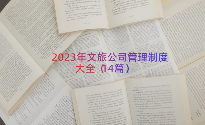 2023年文旅公司管理制度大全（14篇）