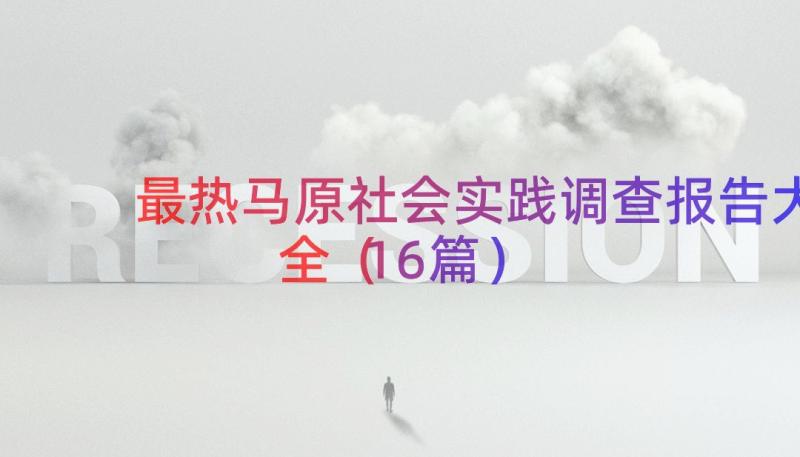 最热马原社会实践调查报告大全（16篇）