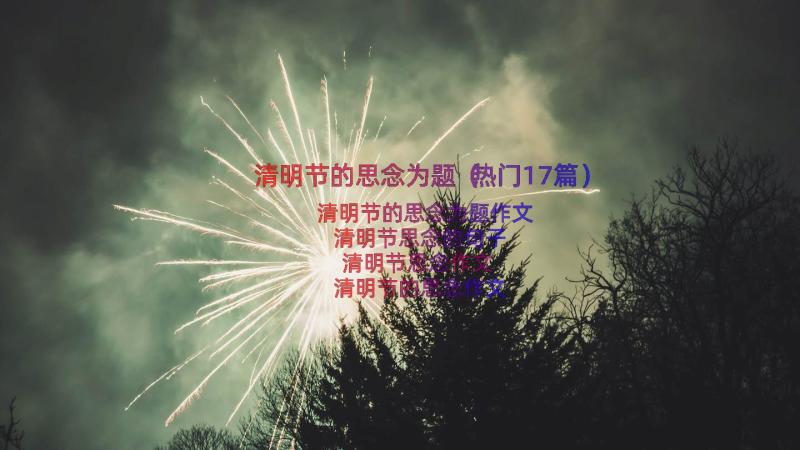 清明节的思念为题（热门17篇）