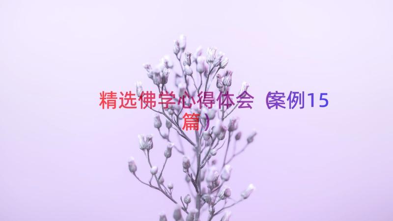 精选佛学心得体会（案例15篇）