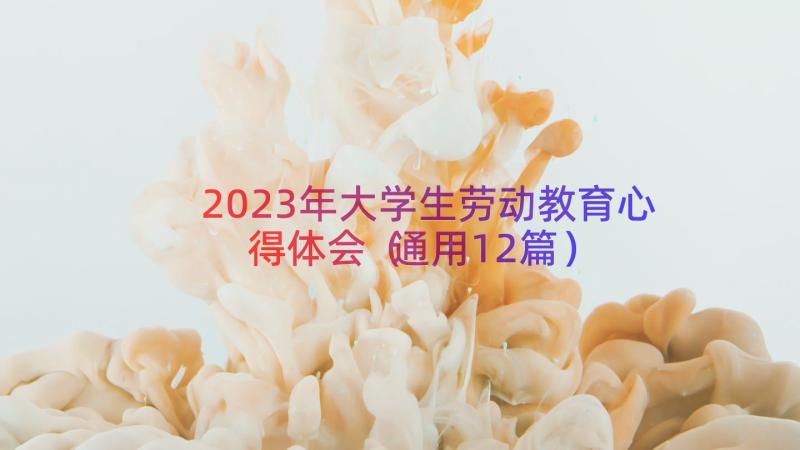 2023年大学生劳动教育心得体会（通用12篇）