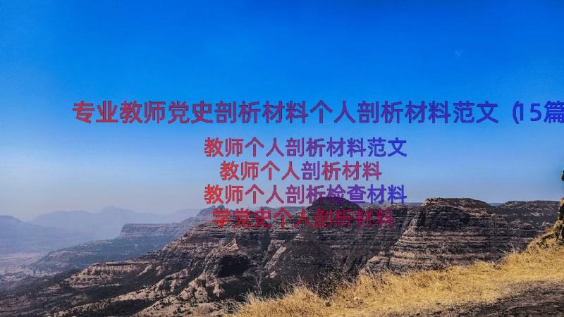 专业教师党史剖析材料个人剖析材料范文（15篇）