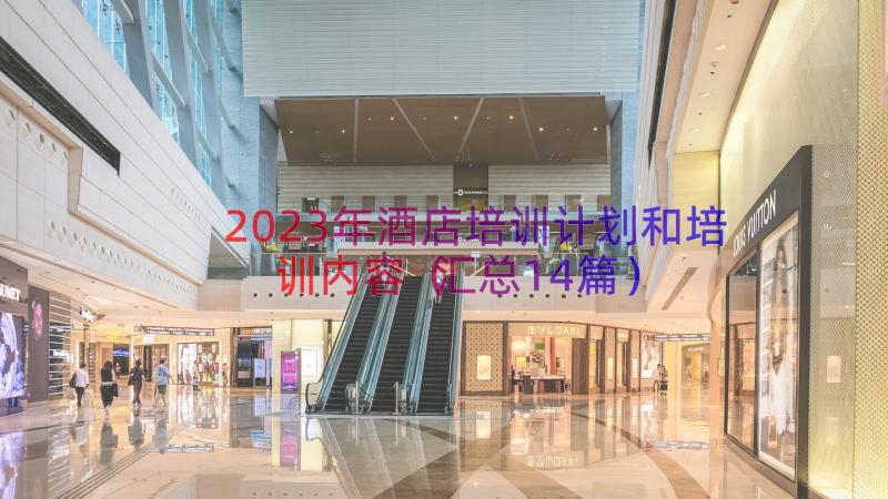 2023年酒店培训计划和培训内容（汇总14篇）