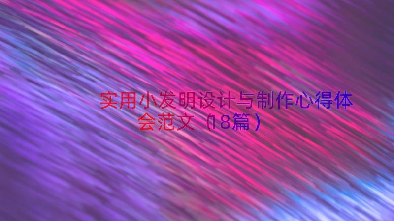 实用小发明设计与制作心得体会范文（18篇）