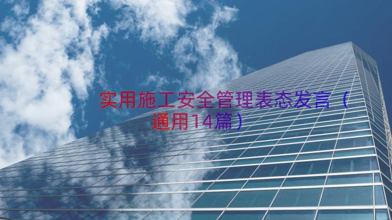 实用施工安全管理表态发言（通用14篇）