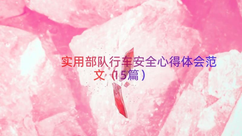 实用部队行车安全心得体会范文（15篇）