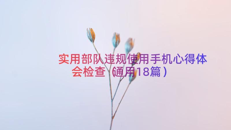 实用部队违规使用手机心得体会检查（通用18篇）