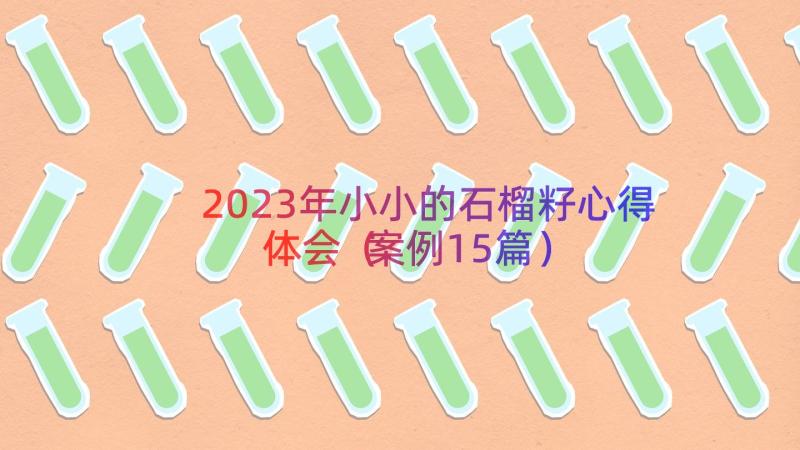 2023年小小的石榴籽心得体会（案例15篇）