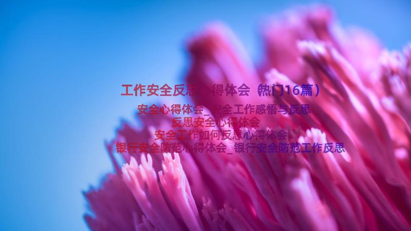 工作安全反思心得体会（热门16篇）