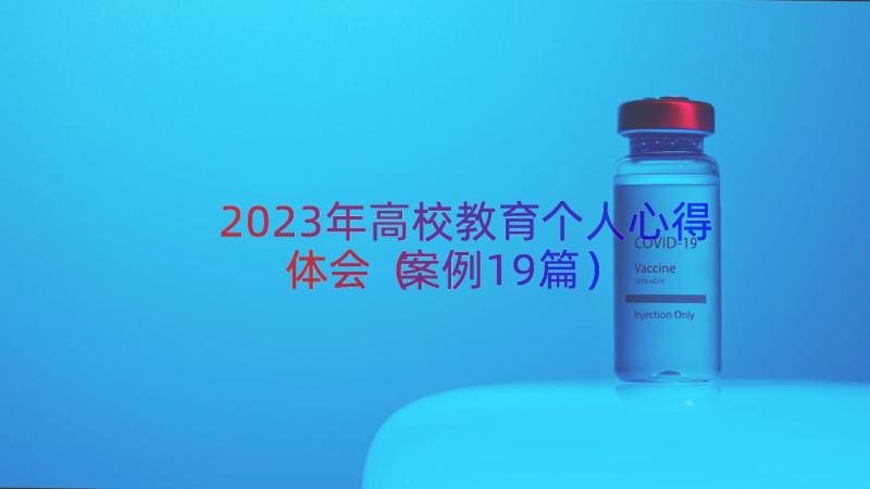 2023年高校教育个人心得体会（案例19篇）