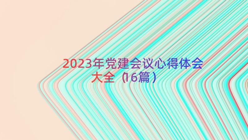 2023年党建会议心得体会大全（16篇）