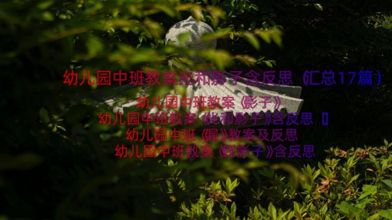 幼儿园中班教案光和影子含反思（汇总17篇）