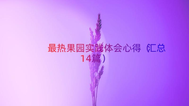 最热果园实践体会心得（汇总14篇）