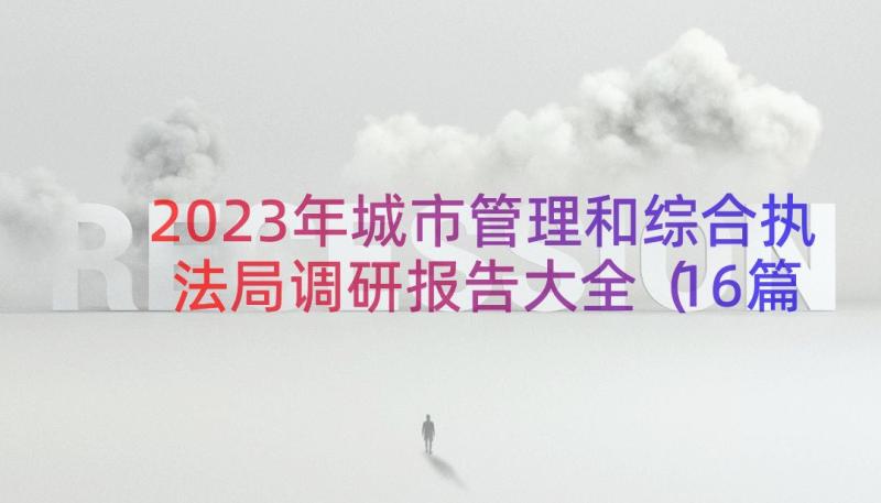 2023年城市管理和综合执法局调研报告大全（16篇）