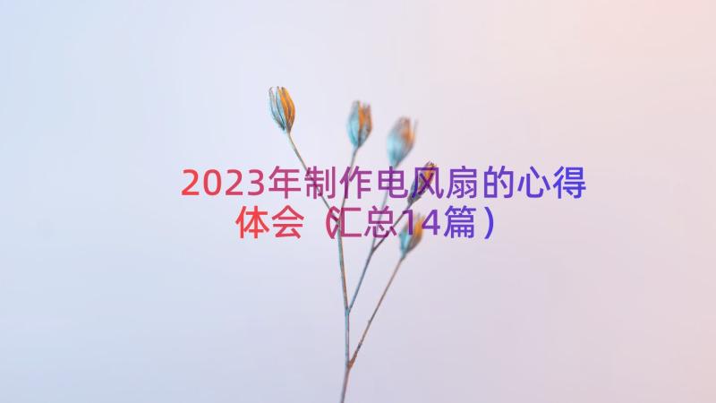 2023年制作电风扇的心得体会（汇总14篇）