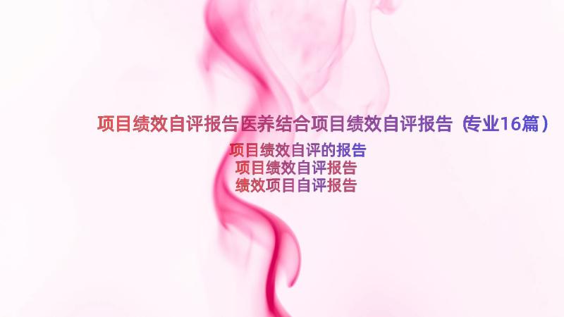 项目绩效自评报告医养结合项目绩效自评报告（专业16篇）