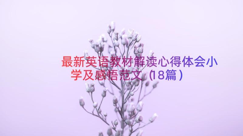 最新英语教材解读心得体会小学及感悟范文（18篇）