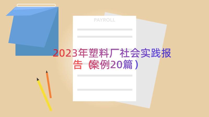 2023年塑料厂社会实践报告（案例20篇）