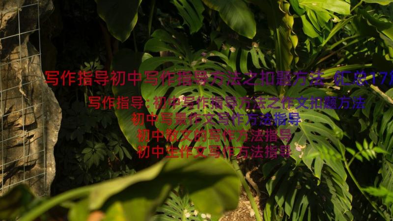 写作指导初中写作指导方法之扣题方法（汇总17篇）