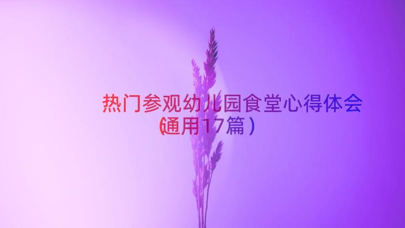 热门参观幼儿园食堂心得体会（通用17篇）