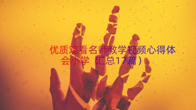 优质观看名师教学视频心得体会小学（汇总17篇）