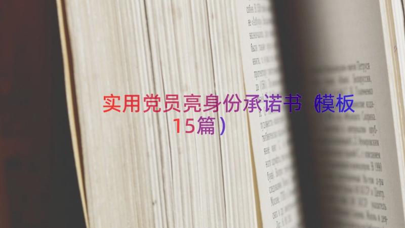 实用党员亮身份承诺书（模板15篇）