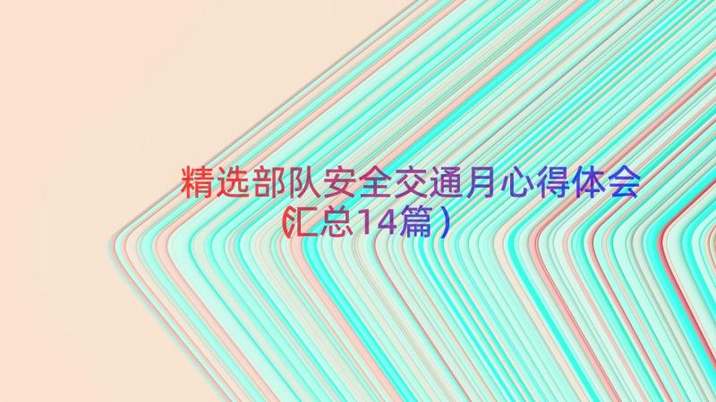 精选部队安全交通月心得体会（汇总14篇）