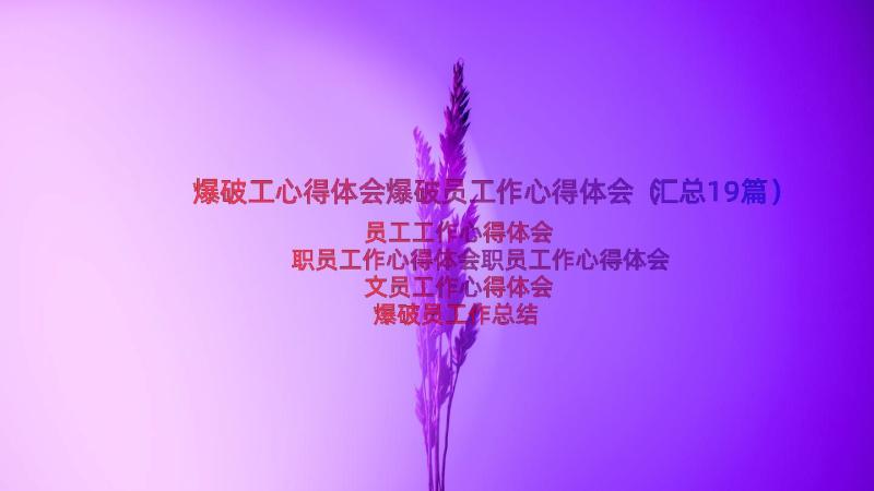 爆破工心得体会爆破员工作心得体会（汇总19篇）