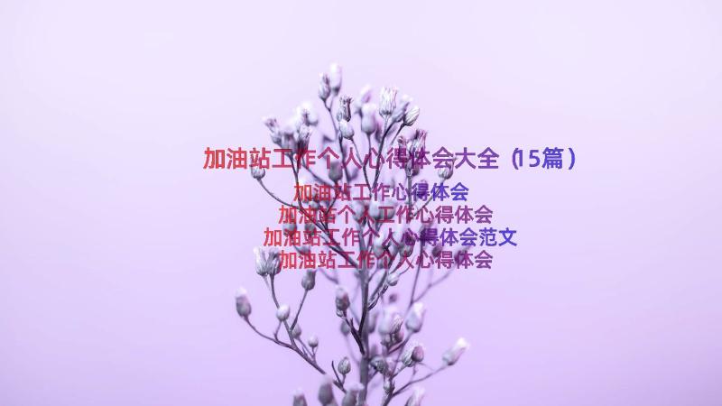 加油站工作个人心得体会大全（15篇）