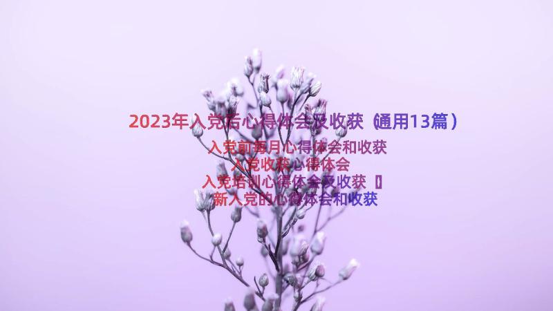 2023年入党后心得体会及收获（通用13篇）