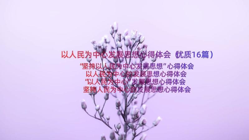 以人民为中心发展思想心得体会（优质16篇）